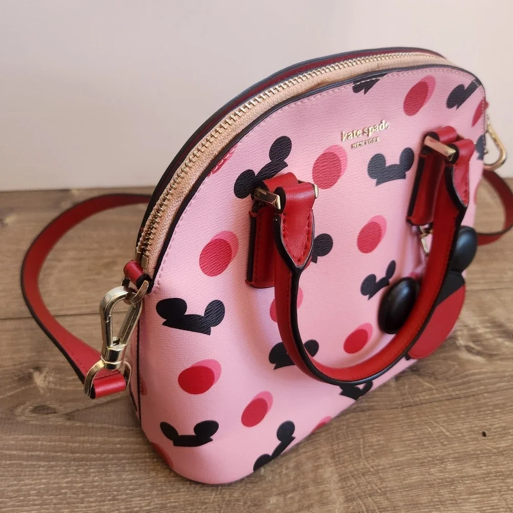 Kate Spade New York Disney Parks Mickey Mouse Ears Pink Red Purse Tote Bag READ